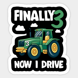 Kids Finally 3 3rd Birthday Gift Boy Tractor Sticker